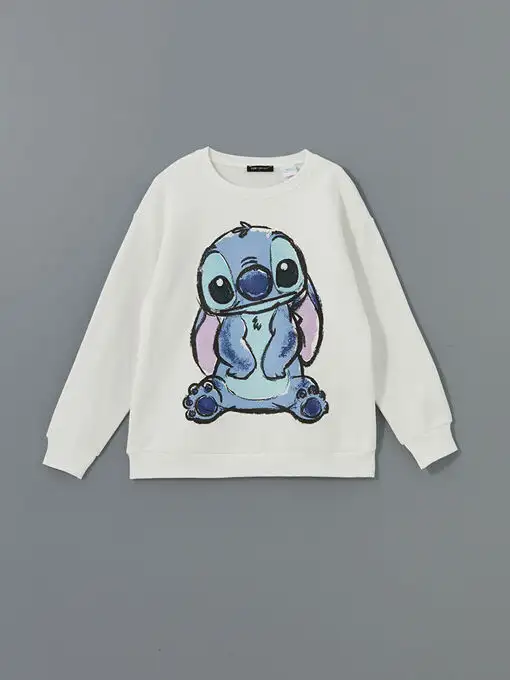 picture بلوز بارداری ال سی وایکیکی با کد W4KS34Z8-R9J ( Bisiklet Yaka Lilo & Stitch Baskılı Kadın Kalın Sweatshirt )