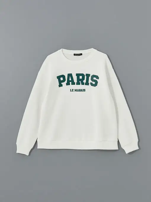 picture بلوز بارداری ال سی وایکیکی با کد W4L601Z8-R9J ( Bisiklet Yaka Paris Baskılı Kadın Kalın Sweatshirt )