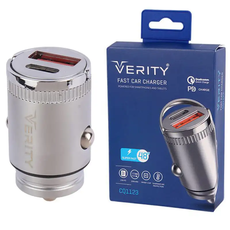 شارژر فندکی فست شارژ Verity CQ1123 QC PD 3A 20W + کابل تایپ سی 23329899