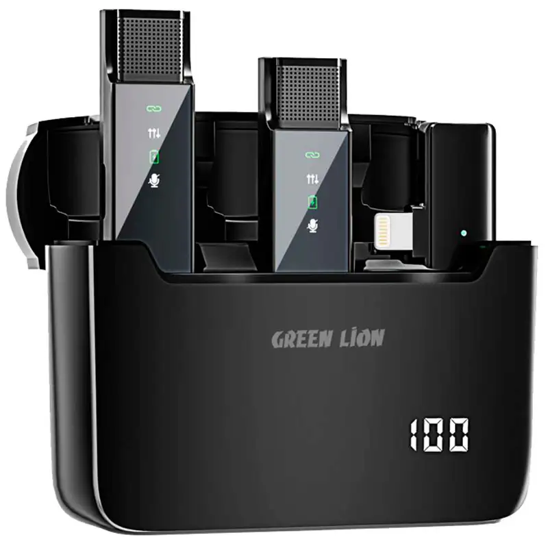 picture میکروفون یقه ای بی سیم Green Lion GN2IN1DDMLTBK Lightning