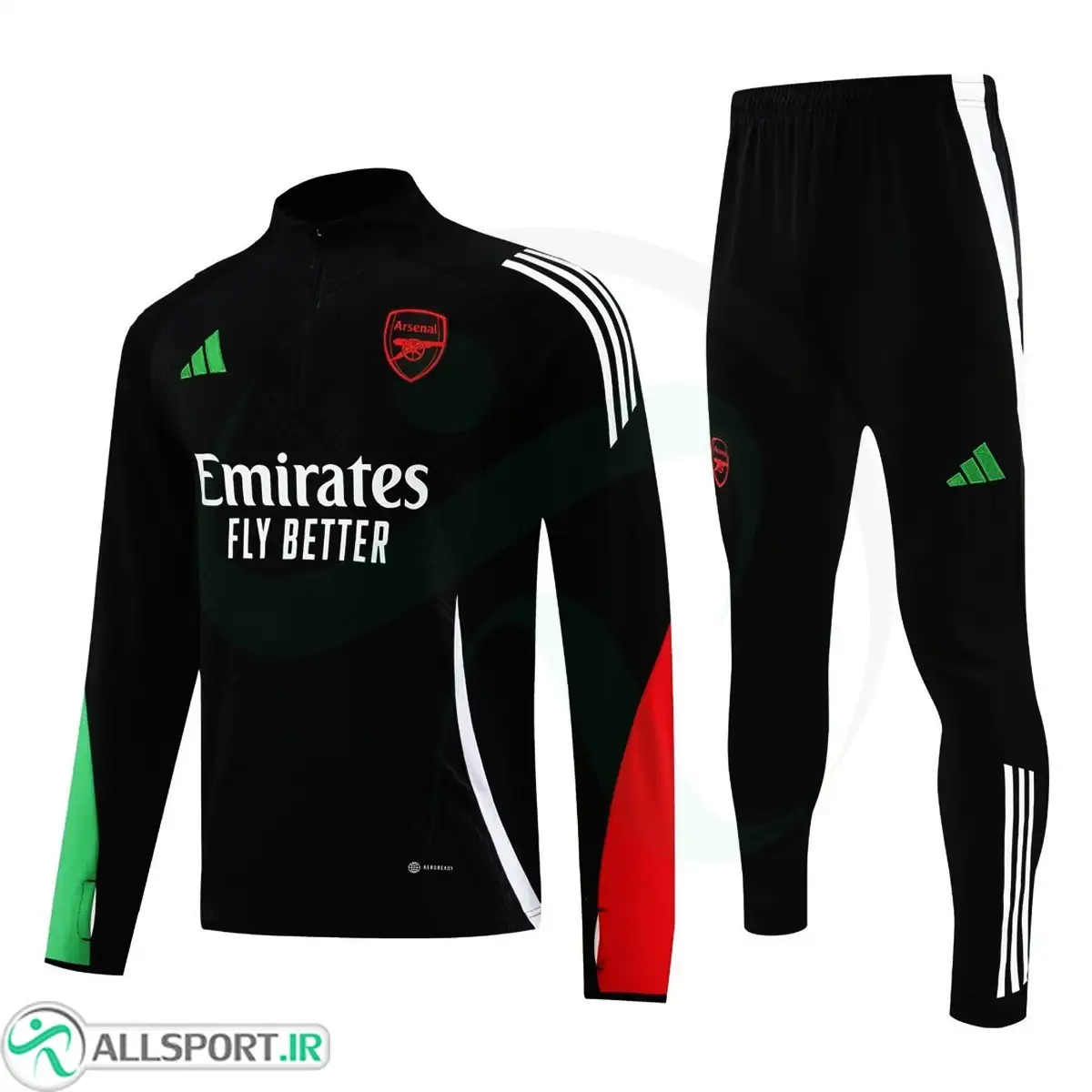 picture ست نیم زیپ شلوار آرسنال Arsenal 2024-25  Black Tracksuit