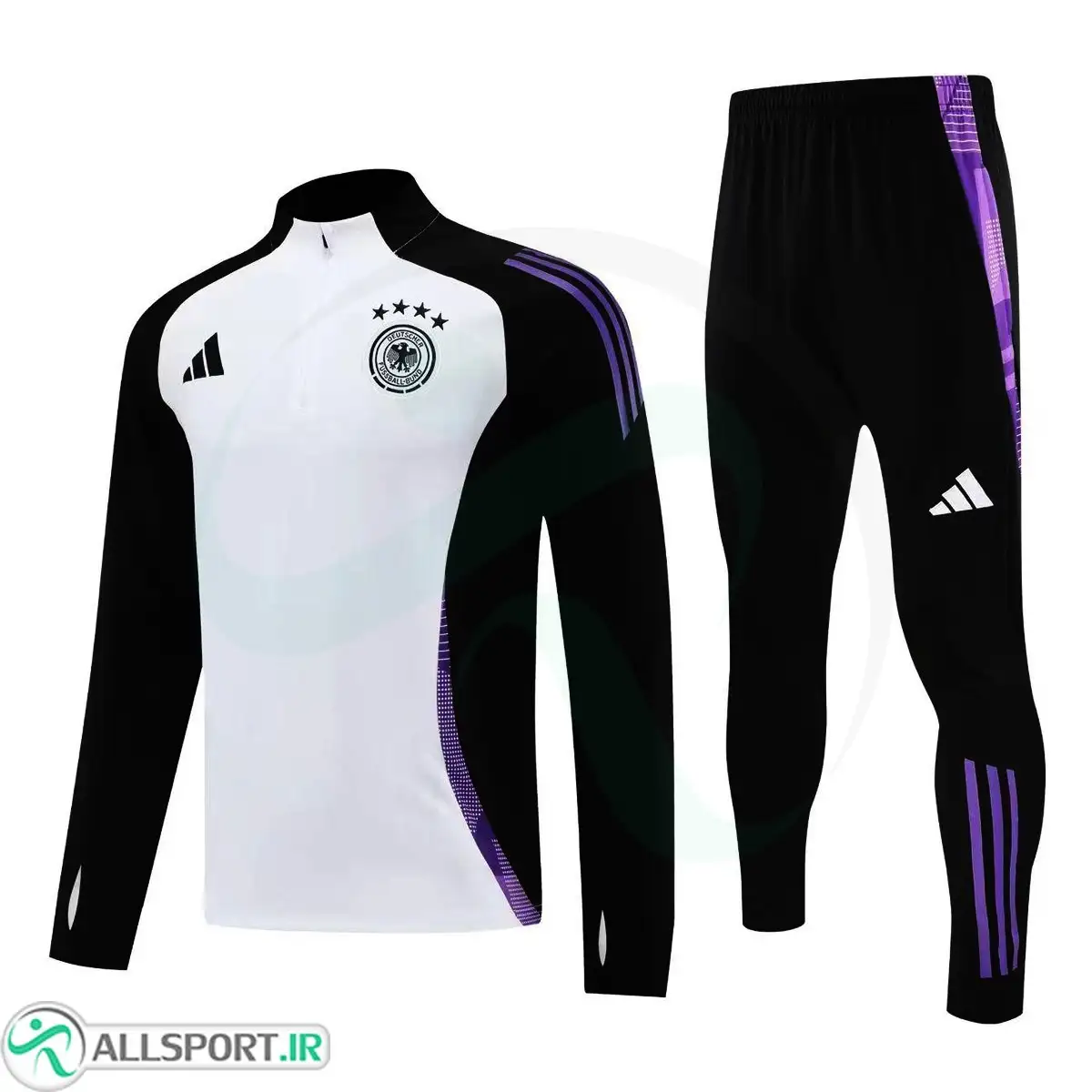 picture ست نیم زیپ شلوار آلمان Germany 2025 White Black Tracksuit