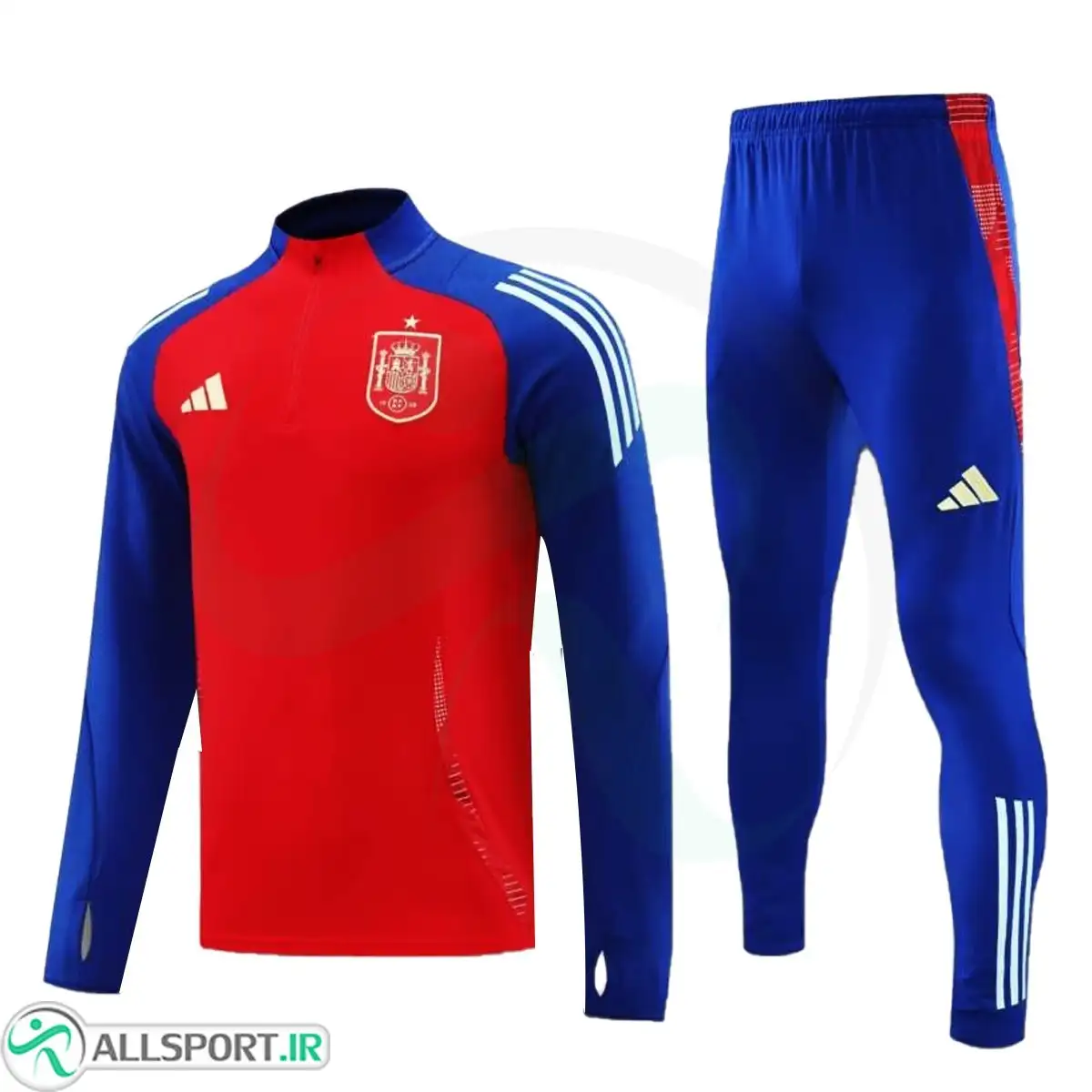 picture ست نیم زیپ شلوار اسپانیا  Spain 2025 White Blue Tracksuit