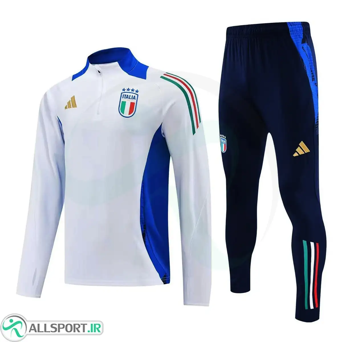 picture ست نیم زیپ شلوار ایتالیا Italie 2025 White Blue Tracksuit