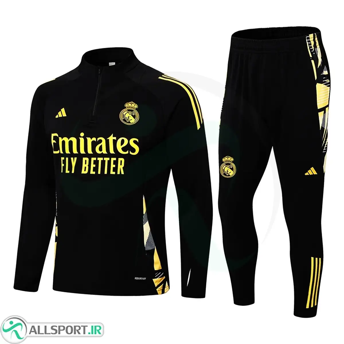 picture ست نیم زیپ شلوار رئال مادرید Real Madrid 2024-25 Black Tracksuit