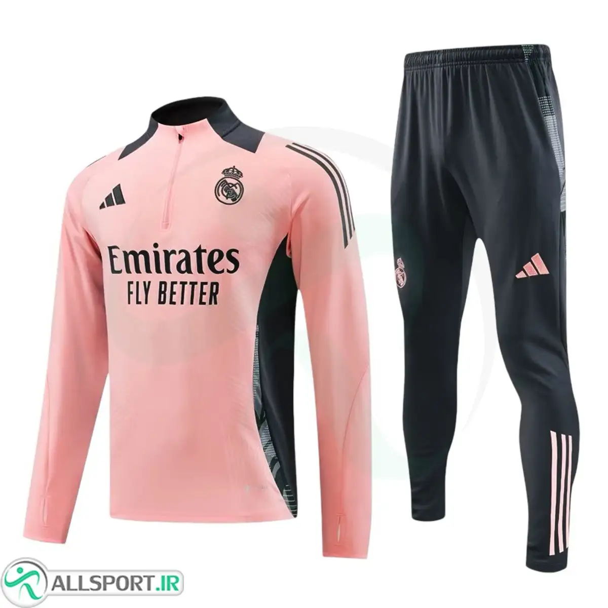 picture ست نیم زیپ شلوار رئال مادرید Real Madrid 2024-25 Pink Gray Tracksuit