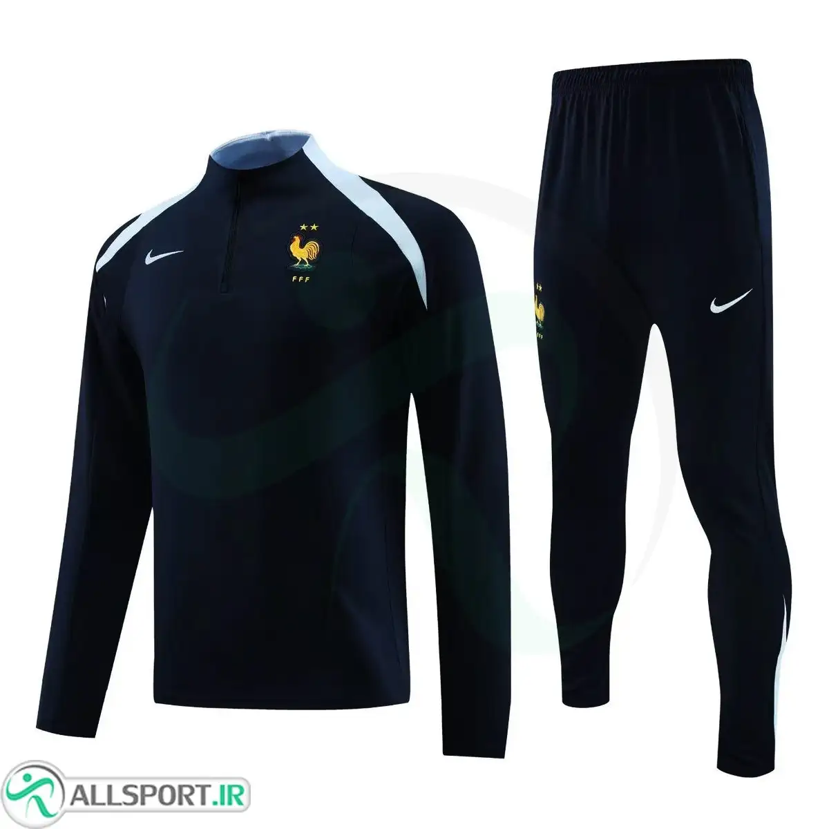 picture ست نیم زیپ شلوار فرانسه France 2025 Navy Blue Tracksuit