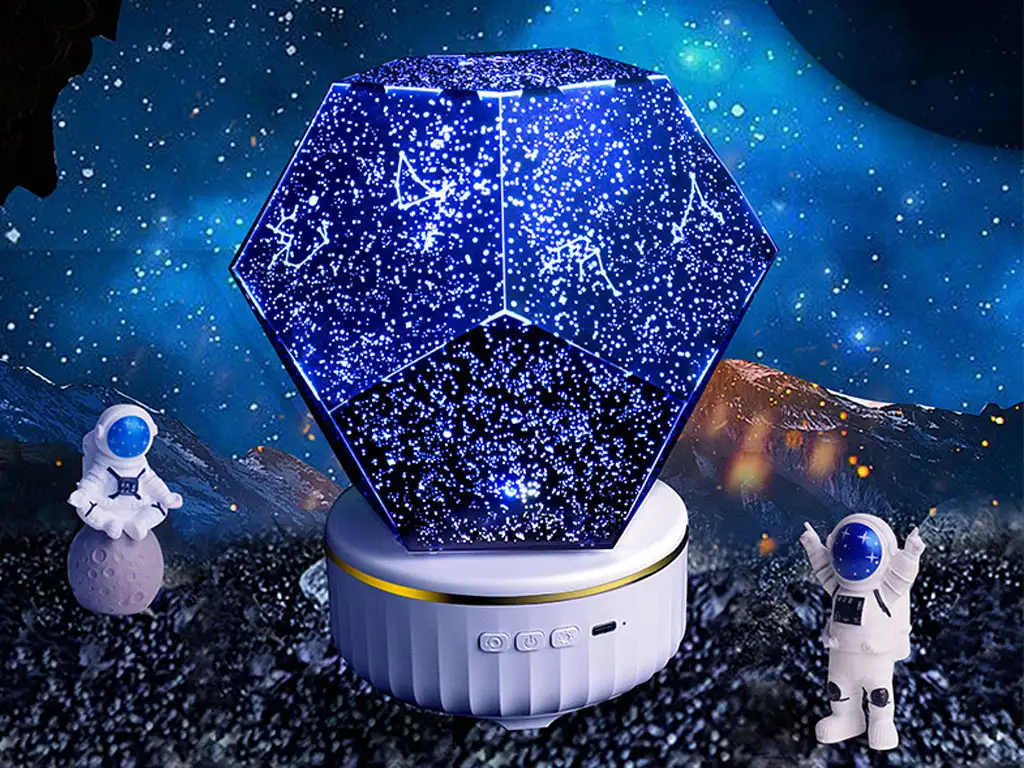 picture پروژکتور صورت فلکی چرخان و اسپیکر بلوتوث LED 3D Starry Sky Projector Lamp Plus WZXKD-02