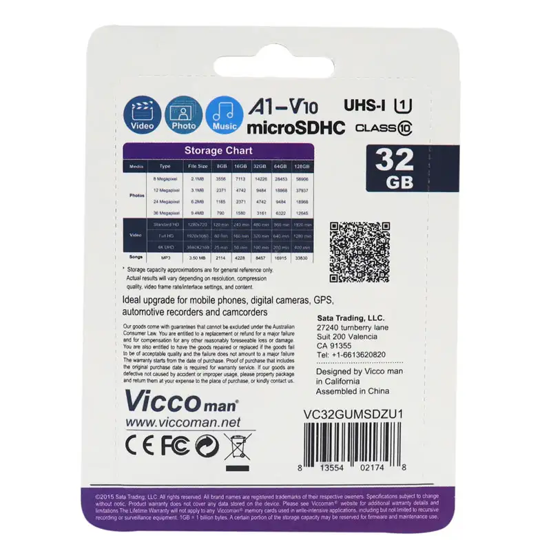 picture رم میکرو 32 گیگ ویکومن Vicco Man Extra 533X U1 C10 80MB/s + رم ریدر