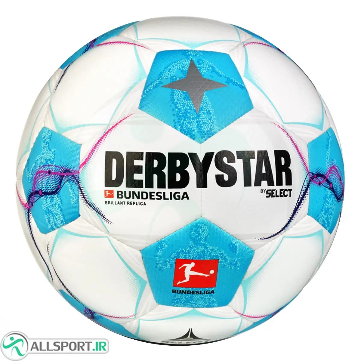 picture توپ فوتبال دربی استار پرس Derby Star Bundesliga Ball 5 White Blue Pink