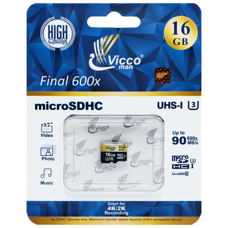 picture رم میکرو 16 گیگ ویکو Vicco Final U3 90MB/s بدون خشاب