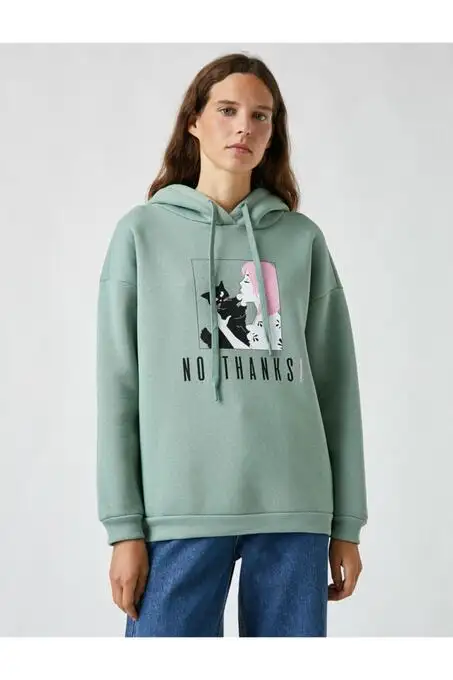 picture سویشرت و هودی کوتون با کد 155618175 ( Kapüşonlu Baskılı Sweatshirt )