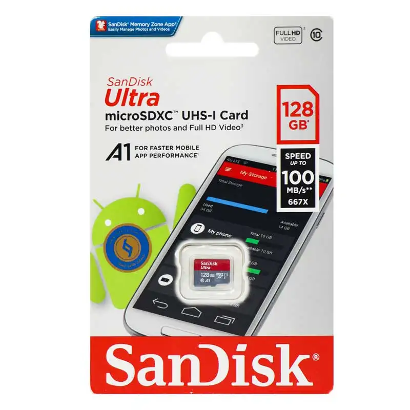 picture رم میکرو 128 گیگ سن دیسک SanDisk Ultra U1 A1 100MB/s بدون خشاب