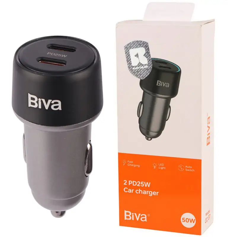 picture شارژر فندکی فست شارژ Biva CC-37 3A PD 25W