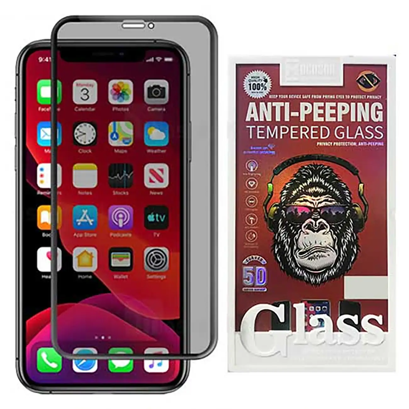 picture گلس پرایوسی آیفون 15 پرو 5 بعدی موکوسون Tempered Glass