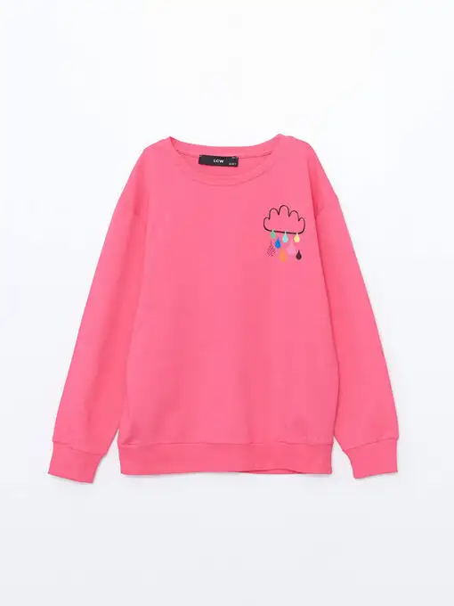 picture پلیور ال سی وایکیکی با کد W4LD63Z4-FSX ( Bisiklet Yaka Baskılı Kız Çocuk Sweatshirt )