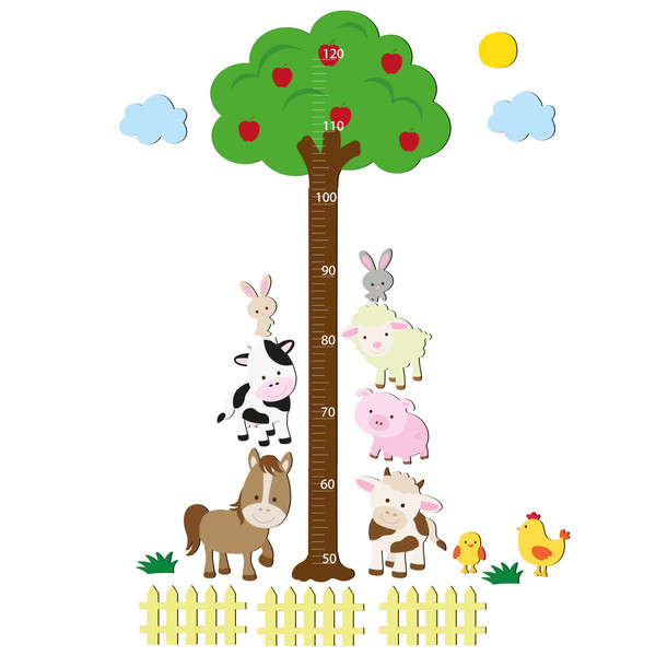 picture استیکر اندازه گیری کودک باروچین مدل مزرعه حیوانات کد 1289