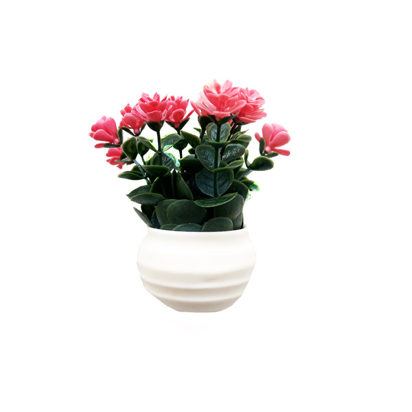 گلدان به همراه گل مصنوعی مدل رزی گلدار 3708853