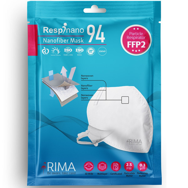 ماسک تنفسی ریما مدل بدون سوپاپ نانو FFP2-N95 رسپی نانو بسته 10 عددی 3902487