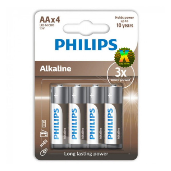 باتری قلمی فیلیپس مدل Alkaline AA LR6  XRAY بسته چهار عددی 3976898