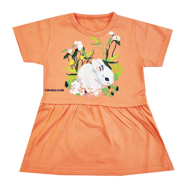 پیراهن دخترانه مدل خرگوش رنگ نارنجی 4055955