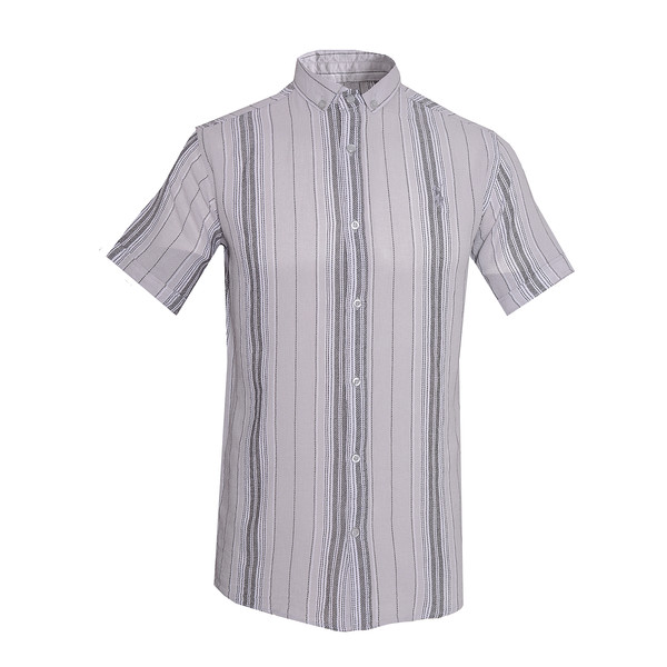 پیراهن آستین کوتاه مردانه مدل کنفی کد MB-HOS52210-PR.HEMP-TO رنگ خاکستری 4082514