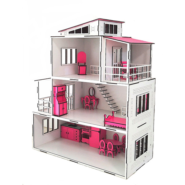 اسباب بازی مدل خانه عروسکی B طرح چوبی سه طبقه 4174134