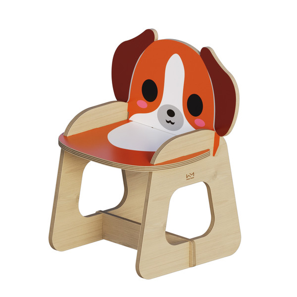صندلی کودک مدل باغ وحش چوبی طرح سگ 4225470