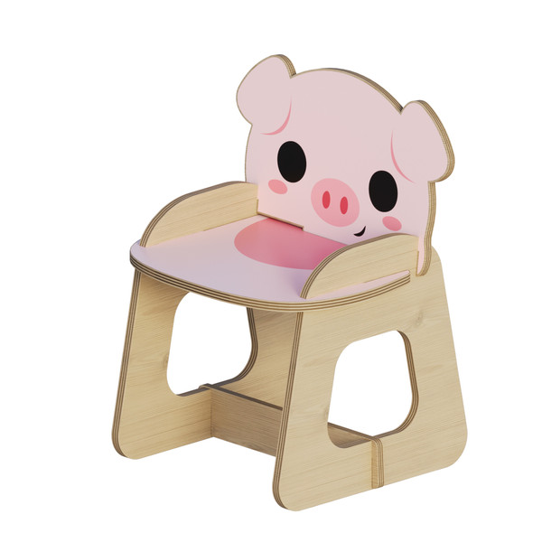 صندلی کودک مدل باغ وحش چوبی خوک 4225842