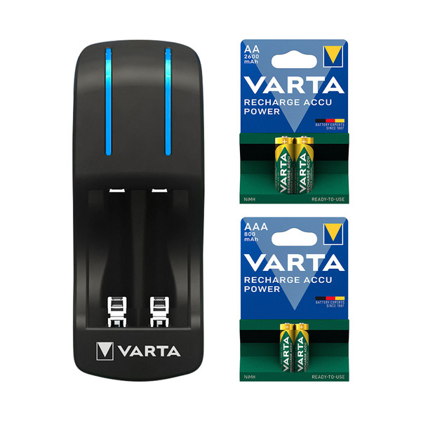 شارژر باتری وارتا مدل Pocket به همراه دو عدد باتری قلمی و دو عدد باتری نیم قلمی 4241214