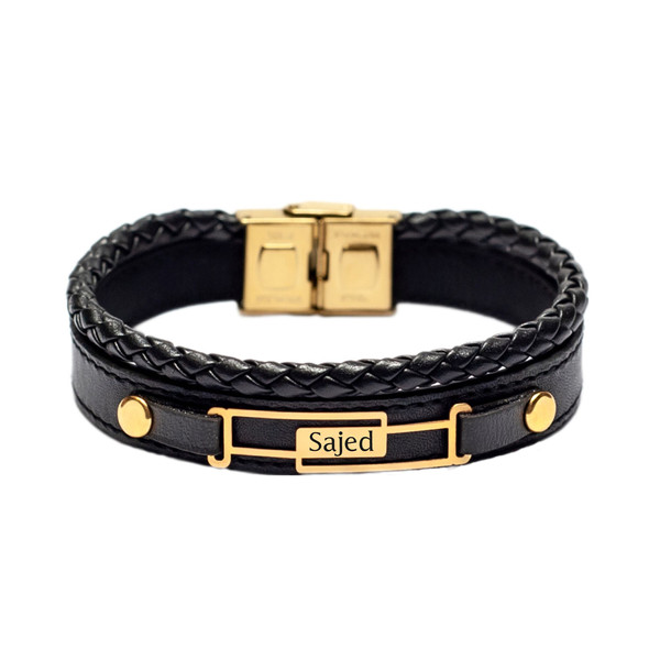 دستبند طلا 18 عیار مردانه لیردا مدل اسم ساجد  4243878