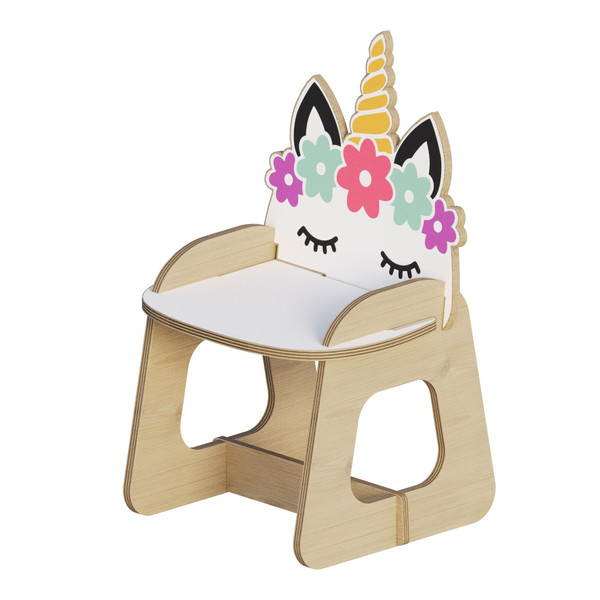 صندلی کودک مدل باغ وحش چوبی طرح تک شاخ یونیکورن 4251647