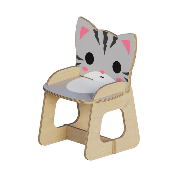 صندلی کودک مدل باغ وحش چوبی گربه 4251694