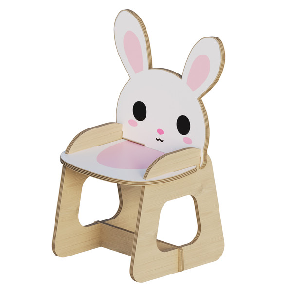 صندلی کودک مدل باغ وحش چوبی طرح خرگوش 4251829