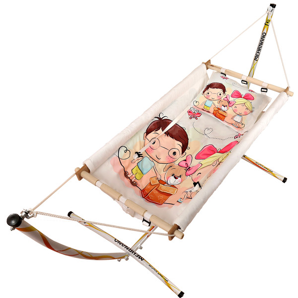 گهواره سنتی نوزاد ننومهر مدل تاشو قابل حمل طرح دختر و پسر 4295753