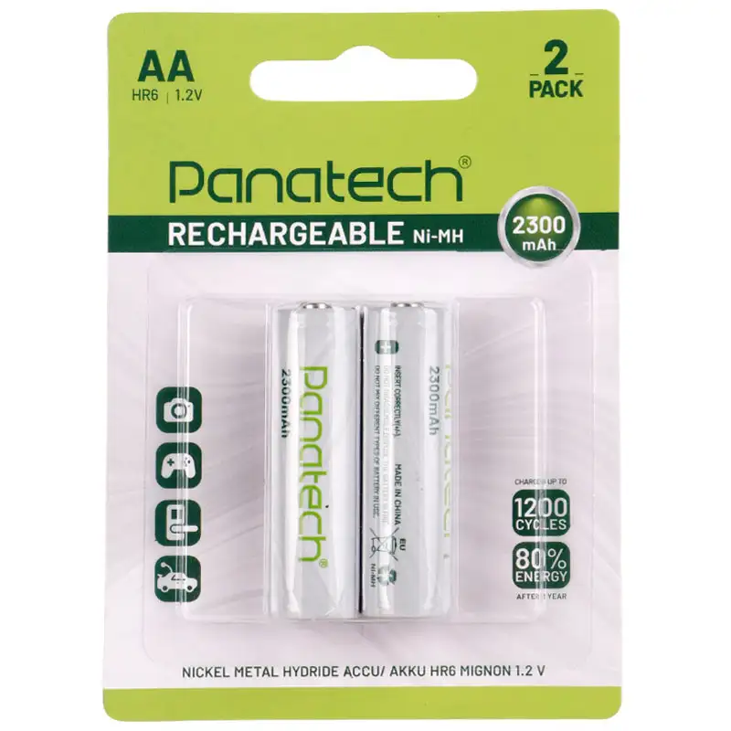 picture باتری دوتایی قلمی شارژی Panatech Rechargeable Ni-MH HR6 AA 2300mAh