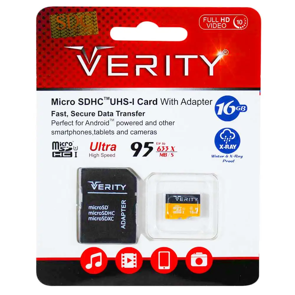 picture رم میکرو ۱۶ گیگ وریتی Verity Micro U1 95MB/s + خشاب