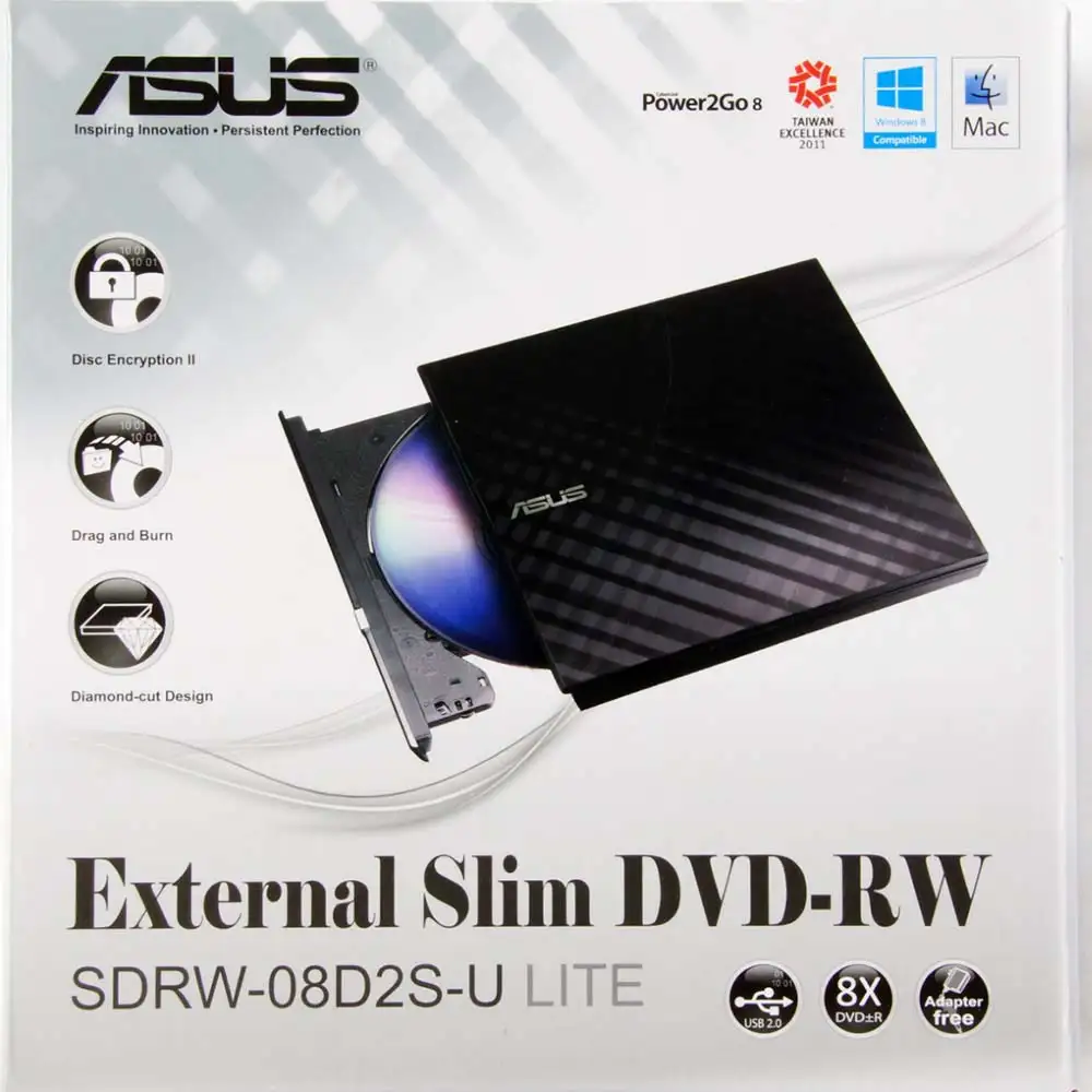 picture DVD رایتر اکسترنال ASUS SDRW-08D2S Lite مشکی