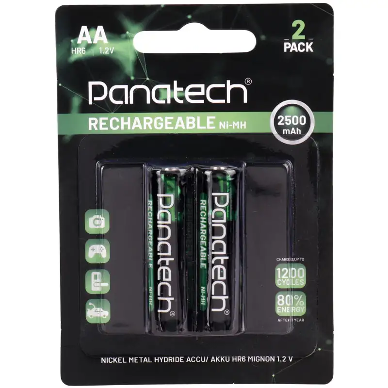 picture باتری دوتایی قلمی شارژی Panatech Rechargeable Ni-MH HR6 AA 2500mAh