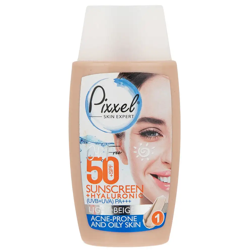 picture کرم ضد آفتاب SPF50 پیکسل مناسب پوست چرب و مختلط حجم 510 میل - بژ روشن