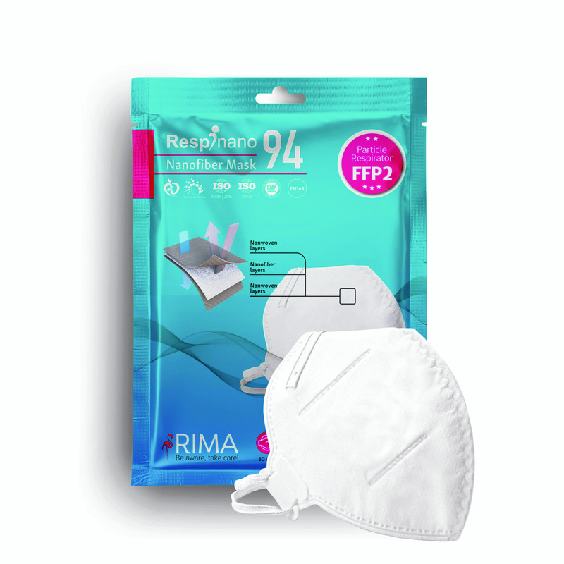 picture ماسک تنفسی ریما مدل بدون سوپاپ نانوالیاف FFP2 i94 رسپی نانو بسته 3 عددی