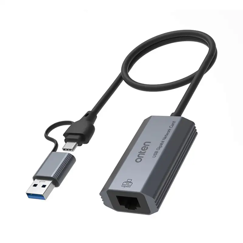 picture تبدیل USB 3.0/USB-C به Lan  اونتن مدل Onten USB 3.0 + USB-C to Gigabit Adapter UE101