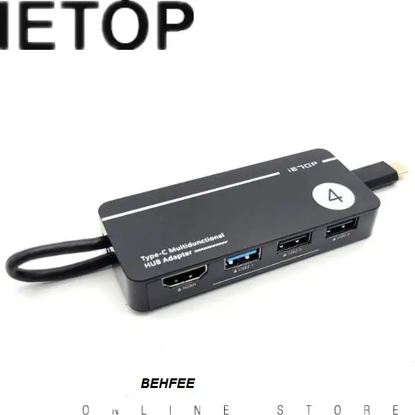 picture هاب Type-c به HDMI و USB آی ای تاپ مدل IETOP Adapter Type C To HDMI, USB3 TUH-306