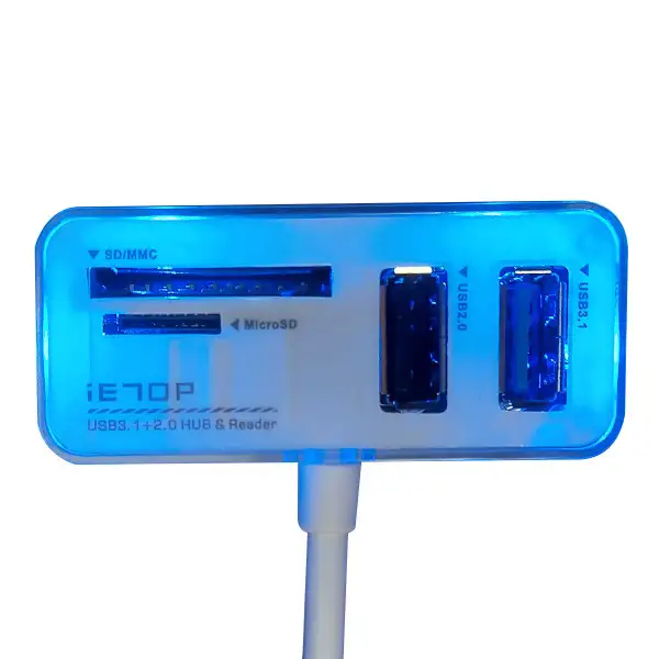 picture هاب 4 پورت آی ای تاپ مدل IETOP 4Port Hub+SD/TF Card Reader TC-256