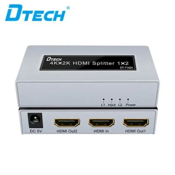 picture اسپلیتر 1 به 2 دیتک مدل DTECH 4k*2k HDMI Splitter 1*2 DT7142A