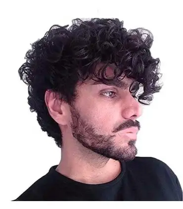 picture کلاه گیس مردانه باروسی مشکی کوتاه فرفری Baruisi Short Curly Mens Black Wig