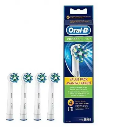 picture سری مسواک برقی اورال-بی کراس اکشن سفید Oral-B Cross action whait edition 4 pcs Electric Toothbrush Heads