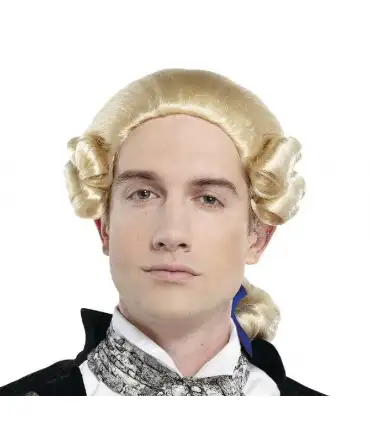 picture کلاه گیس (پوستیژ) تئاتری وکیل و قاضی رنگ روشن Grey Black White Lawyer Judge Baroque Curly Male Costume Wigs