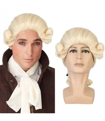 picture کلاه گیس (پوستیژ) سروتا تئاتری وکیل و قاضی بلوند Cerrota Judge Colonial Wig Man Braid Wave White Wig