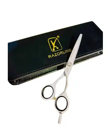 picture قیچی آرایشگری ریزرلاین کات و کوتاهی 5.5 اینچ سفید حرفه ای استیل ژاپنی Razorline R22W hair scissors